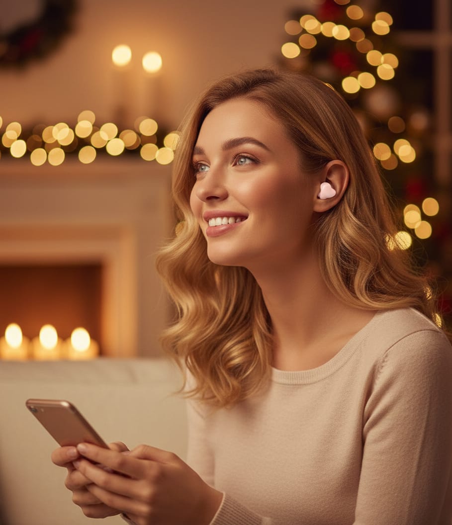 Auricolari Wireless | Cuffie a Forma di Cuore con Suono Stereo | Autonomia 8 Ore, Cuffie Impermeabili con Cancellazione Rumore e Controllo Touch LED Senza Fili | Per Donne Adulti Musica Video