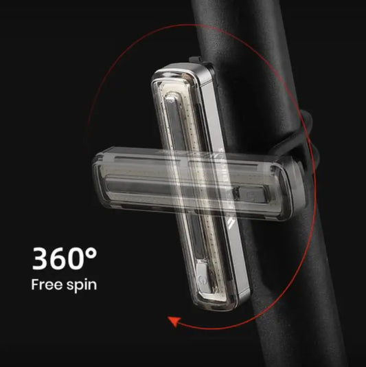 Fanale posteriore per bicicletta a 3 colori con 7 modalità di illuminazione, lampada posteriore a LED impermeabile ricaricabile tramite USB, avviso di sicurezza per parti di bici, segnale di svolta girevole a 360 gradi